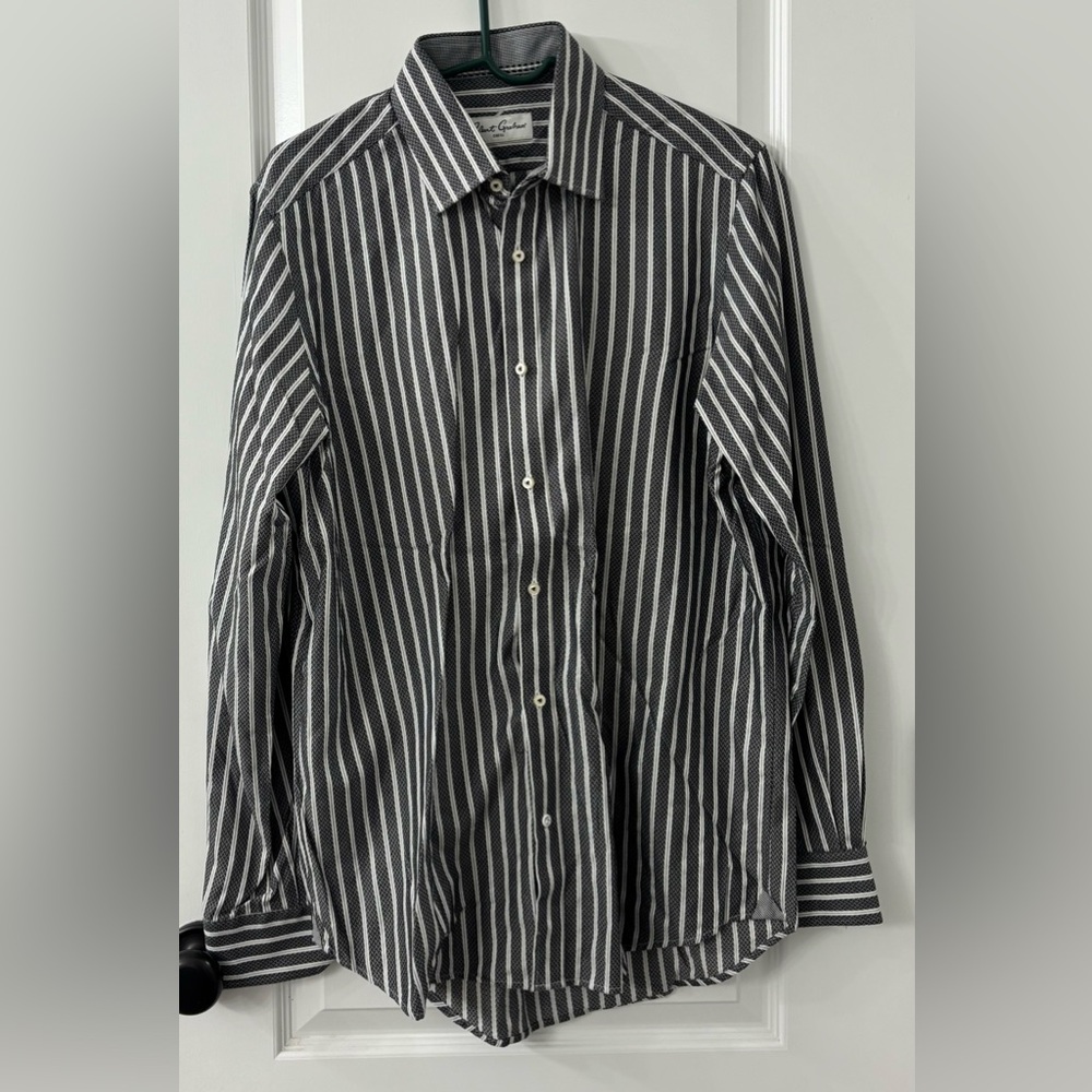 Robert Graham Black and White Striped Button Down Shirt - Picture 2 of 9
